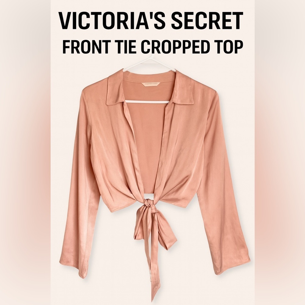 Victoria's Secret Blush Satin Crop Top- Size Medium - Picture 2 of 4